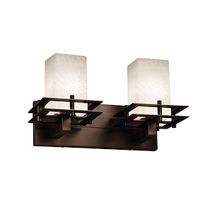 Fusion Metropolis - 2 Light Bath Bar with Square/Flat Rim Weave Glass Shade - 1034708