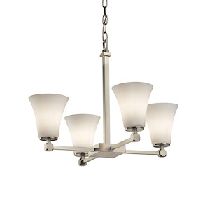 Fusion Tetra - 4 Light Chandelier with Round Flared Opal Glass Shade - 1034747