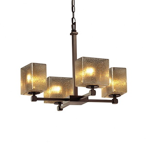 Fusion Tetra - 4 Light Chandelier with Rectangle Mercury Glass Shade - 1034750