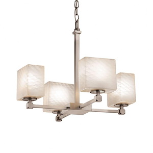 Fusion Tetra - 4 Light Chandelier with Rectangle Weave Glass Shade - 1034752