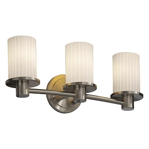 Fusion Rondo - 3 Light Bath Bar with Cylinder/Flat Rim Ribbon Glass Shade - 1034835