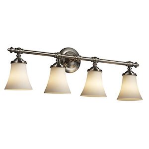 Fusion Tradition - 4 Light Bath Bar with Round Flared Opal Glass Shade - 1034845