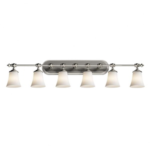 Fusion Tradition - 6 Light Bath Bar with Round Flared Opal Glass Shade