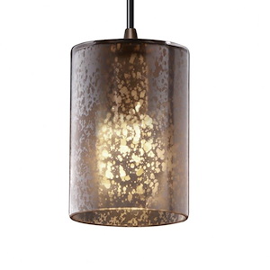 Fusion Mini - 1 Light Pendant with Cylinder/Flat Rim Mercury Glass Shade