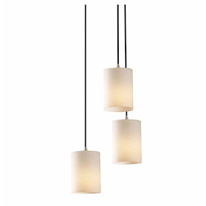Fusion Mini - 3 Light Cluster Pendant with Cylinder/Flat Rim Opal Glass Shade - 1034942