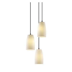 Fusion Small - 3 Light Cluster Pendant with Tall Tapered Cylinder Opal Glass Shade - 1034948