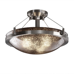 Fusion Ring - 3 Light Semi-Flush Mount with Round Bowl Mercury Glass Shade