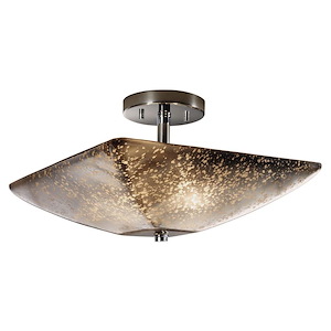 Fusion - 2 Light Semi-Flush Mount with Square Bowl Mercury Glass Shade