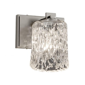 Veneto Luce Era - 1 Light Wall Sconce with Cylinder/Rippled Rim Clear Textured Venetian Glass - 1035998
