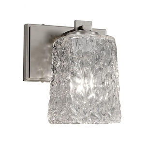 Veneto Luce Era - 1 Light Wall Sconce with Square/Rippled Rim Clear Textured Venetian Glass