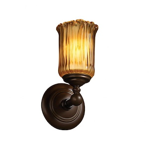Veneto Luce Tradition - 1 Light Wall Sconce with Cylinder/Rippled Rim Amber Venetian Glass