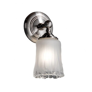 Veneto Luce Tradition - 1 Light Wall Sconce with Cylinder/Rippled Rim White Frosted Venetian Glass