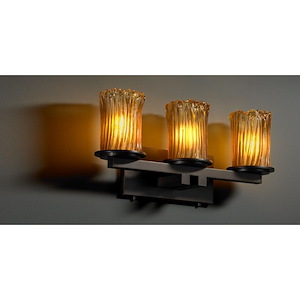 Veneto Luce Dakota - 3 Light Straight-Bar Bath Bar with Cylinder/Rippled Rim Amber Venetian Glass - 1036446