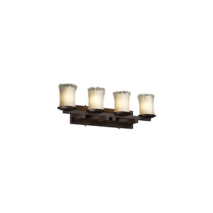 Veneto Luce Dakota - 4 Light Straight-Bar Bath Bar with Cylinder/Rippled Rim White Frosted Venetian Glass
