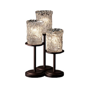 Veneto Luce Dakota - 3 Light Table Lamp with Cylinder/Rippled Rim Clear Textured Venetian Glass - 1036472