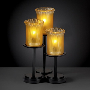Veneto Luce Dakota - 3 Light Table Lamp with Cylinder/Rippled Rim Gold/Clear Rim Venetian Glass