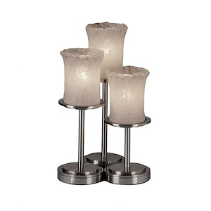 Veneto Luce Dakota - 3 Light Table Lamp with Cylinder/Rippled Rim Whitewash Venetian Glass