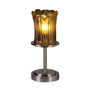 Veneto Luce Dakota - 1 Light Short Table Lamp with Cylinder/Rippled Rim Amber Venetian Glass - 1036476