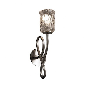 Veneto Luce Capellini - 1 Light Wall Sconce with Cylinder/Rippled Rim Clear Textured Venetian Glass