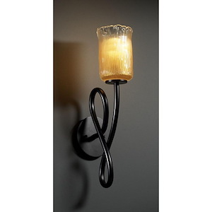 Veneto Luce Capellini - 1 Light Wall Sconce with Cylinder/Rippled Rim Gold/Clear Rim Venetian Glass
