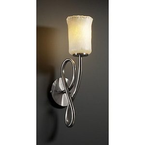 Veneto Luce Capellini - 1 Light Wall Sconce with Cylinder/Rippled Rim Whitewash Venetian Glass