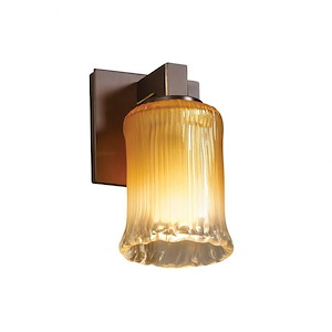 Veneto Luce Modular - 1 Light Wall Sconce with Cylinder/Rippled Rim Gold/Clear Rim Venetian Glass - 1036518