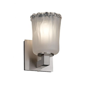 Veneto Luce Modular - 1 Light Wall Sconce with Cylinder/Rippled Rim White Frosted Venetian Glass