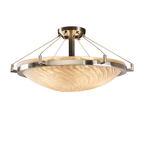 Veneto Luce Ring - 6 Light Semi-Flush Mount with Round Bowl Whitewash Venetian Glass - 1036570