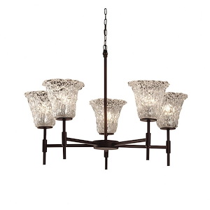 Veneto Luce Union - 5 Light Chandelier with Round Flared Lace Venetian Glass - 1035832
