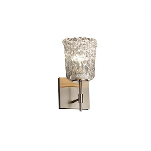 Veneto Luce Union - 1 Light Short Wall Sconce with Cylinder/Rippled Rim Clear Textured Venetian Glass - 1035838
