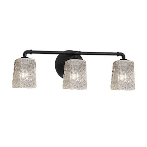 Veneto Luce Bronx - 3 Light Bath Bar with Square/Rippled Rim Clear Textured Venetian Glass