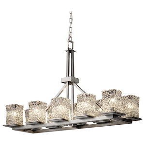 Veneto Luce Montana - 10 Light Rectangular Ring Chandelier with Square/Rippled Rim Clear Textured Venetian Glass