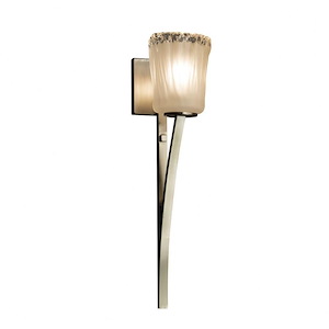 Veneto Luce Sabre - 1 Light Wall Sconce with Cylinder/Rippled Rim White Frosted Venetian Glass