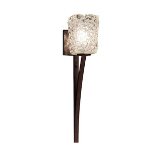 Veneto Luce Sabre - 1 Light Wall Sconce with Square/Rippled Rim Clear Textured Venetian Glass