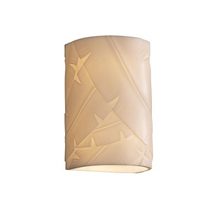 Porcelina - 9.25 Inch 13W 1 LED Small Cylinder Open Top and Bottom Wall Sconce with Banana Leaf Faux Porcelain Shade