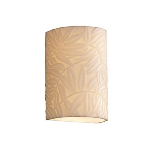 Porcelina - 9.25 Inch 13W 1 LED Small Cylinder Open Top and Bottom Wall Sconce with Bamboo Faux Porcelain Shade