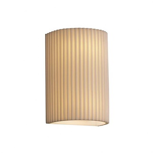 Porcelina - 9.25 Inch 13W 1 LED Small Cylinder Open Top and Bottom Wall Sconce with Pleats Faux Porcelain Shade