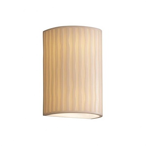 Porcelina - 9.25 Inch 13W 1 LED Small Cylinder Open Top and Bottom Wall Sconce with Waterfall Faux Porcelain Shade