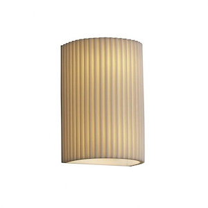 Porcelina - 10.5 Inch 13W 1 LED Small Cylinder Open Top and Bottom Outdoor Wall Sconce with Pleats Faux Porcelain Shade