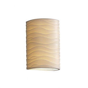 Porcelina - 10.5 Inch 13W 1 LED Small Cylinder Open Top and Bottom Outdoor Wall Sconce with Waves Faux Porcelain Shade - 1208022