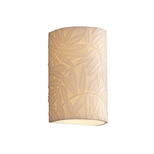 Porcelina - 12.5 Inch 13W 1 LED Large Cylinder Open Top and Bottom Outdoor Wall Sconce with Bamboo Faux Porcelain Shade
