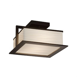 Porcelina Laguna - 12 Inch 22W 1 LED Outdoor Flush Mount Square with Waves Faux Porcelain Shade - 1035272