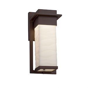 Porcelina Pacific - 12 Inch 14W LED Small Outdoor Wall Sconce with Waves Faux Porcelain Shade - 1035274