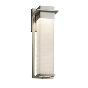 Porcelina Pacific - 16.5 Inch 14W LED Large Outdoor Wall Sconce with Waves Faux Porcelain Shade
