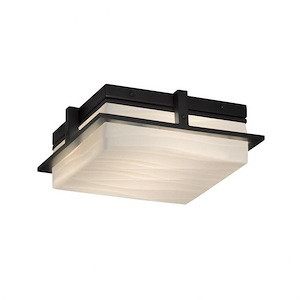 Porcelina Avalon - 10 Inch 18W 1 LED Outdoor Flush Mount Square with Waves Faux Porcelain Shade - 1207826