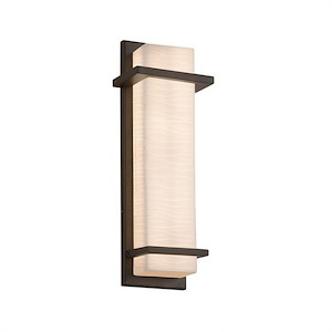 Porcelina Monolith - 14 Inch 14W 1 LED Outdoor Wall Sconce Rectangle with Waves Faux Porcelain Shade - 1208138
