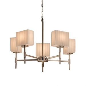 Porcelina Union - 5 Light Chandelier Rectangle with Waterfall Faux Porcelain Shade - 1035291