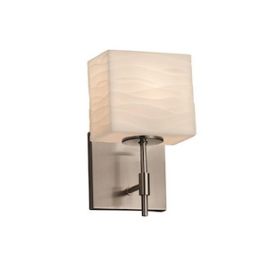 Porcelina Union - 1 Light Short Wall Sconce Rectangle with Waves Faux Porcelain Shade
