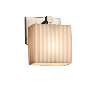 Porcelina Tetra - 1 Light ADA Wall Sconce Rectangle with Pleats Faux Porcelain Shade - 1035304