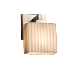 Porcelina Regency - 1 Light ADA Wall Sconce Rectangle with Pleats Faux Porcelain Shade